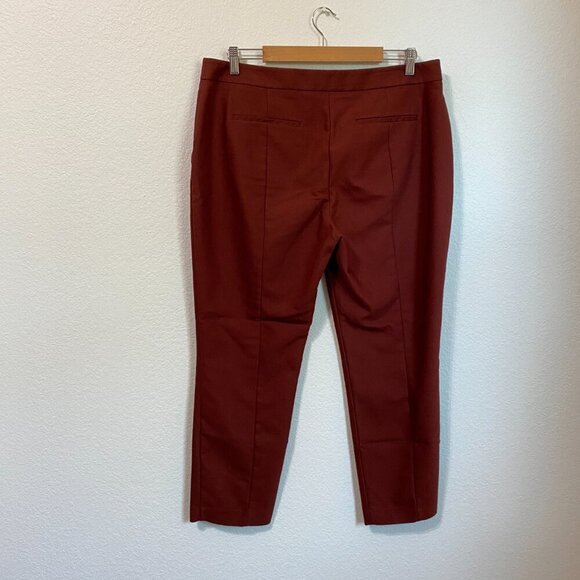 Express Mid Rise Columnist Ankle Pant In Rust Brick Red Size 14 - Picture 6 of 8